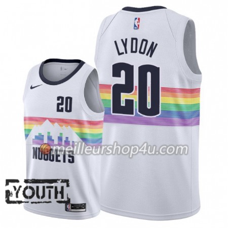 Maillot Basket Enfant Denver Nuggets Tyler Lydon 20 2018-19 Nike City Edition Blanc Swingman